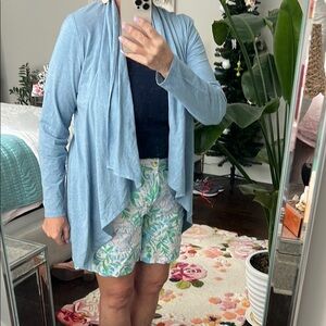 Light Blue Open Front Cardigan
